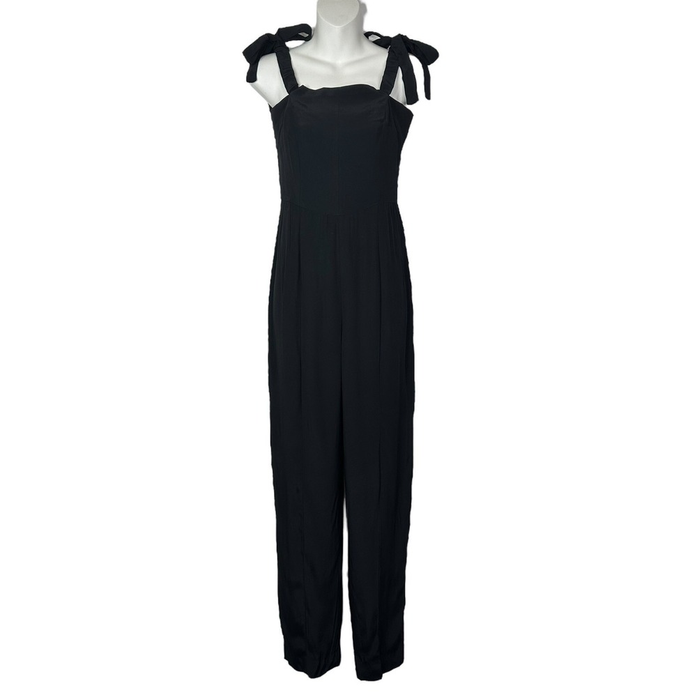 Staud Jumpsuit Womens 6 Black Bow Strap Minimalist Quiet Luxury Designer Capsule